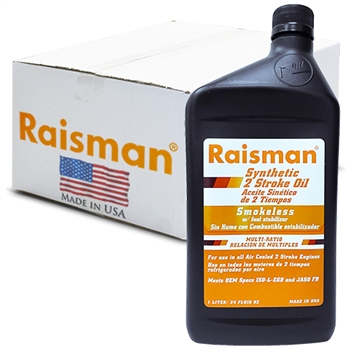 Raisman 2 Stroke Full Synthetic Oil, No-smoke, 1 Case (12 x 1 liter)