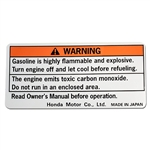 OEM Honda GX160, GX200-GX390 Operator Caution Decal